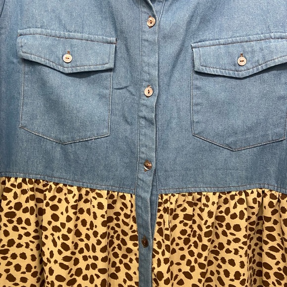 ODDY Blue and Brown Patterned Dress - Picture 2 of 7